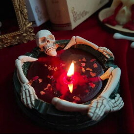 ハロウィン　飾り　風呂に入った骸骨キャンドル　スカル　ガイコツ
