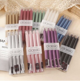キャンドル 4本セット　高さ25cm　全9色　白 ピンク 青 黒 赤 金 銀 紫 緑　メタリック　クリスマス　結婚式　ウェディング　パーティ　イベント
