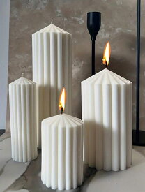 シリコン　ストライプ円柱型　ドームトップ　全4サイズ　キャンドル　モールド