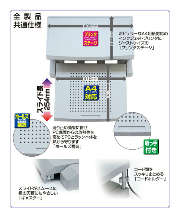 楽天市場】パソコンラック 卓上 スライド 22型 ノートパソコン 