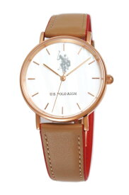 【!!クーポン配布中!!】 US POLO ASSN ユーエス ポロ US-1A-CA USPA WATCH 時計 レディース メンズ ユニセックス ホワイトシェル キャメル レッド