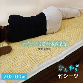 竹ひんやりシーツ　70x100cm【 竹シーツ 竹 敷きパッド マット 冷感 小さめ シングル ひんやり ひんやりシーツ ひんやりマット 】LF062B15