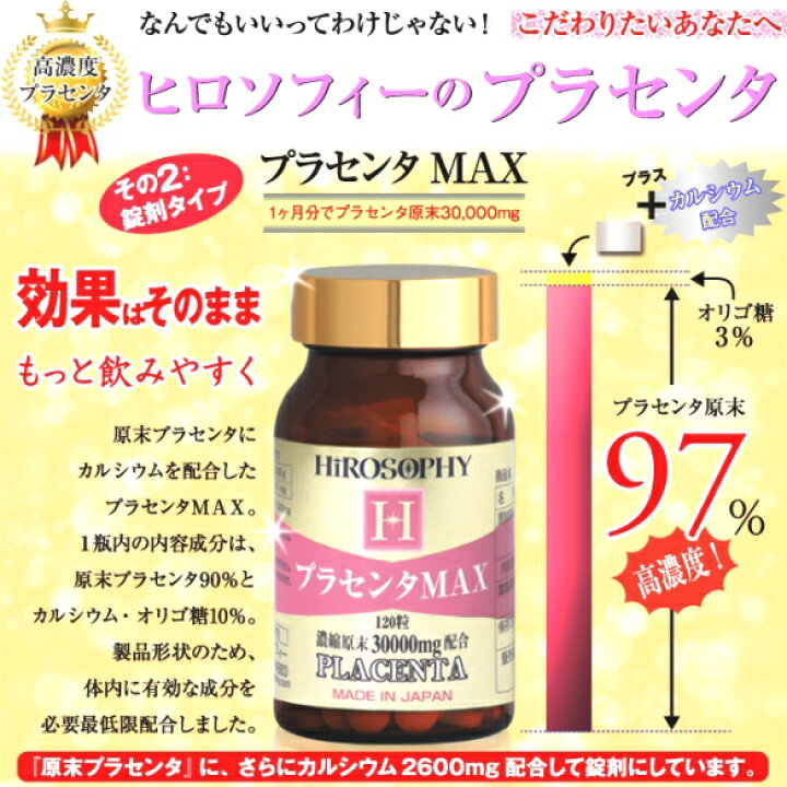 楽天市場】ヒロソフィー プラセンタMAX 120粒 マックス 高純度 