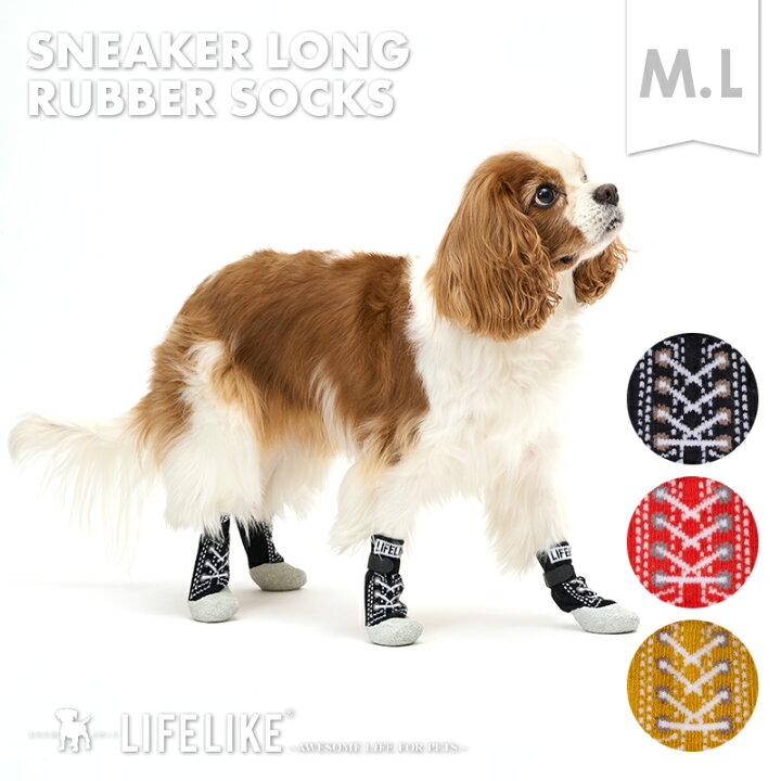 楽天市場 スニーカーロングラバーソックス M L 犬の靴下 ４足セット 犬用靴下 犬用ソックス 犬用 猫 犬 フローリング 滑り止め 滑らない靴下 滑り防止 靴下 ソックス 肉球保護 肉球怪我 怪我 足舐め防止靴下 足舐め防止 なめ防止 冷え対策 室内 散歩 老犬 ドッグウェア