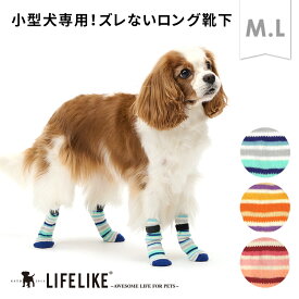 【マルチボーダーロングソックスM-L】犬 靴下 ソックス 犬の靴下 くつ下 小型犬 中型犬 滑り止め おしゃれ 可愛い ドッグソックス ドッグウェア 肉球 保護 怪我 ケガ 介護 室内 シニア LIFELIKE［返品不可・サイズ交換可］