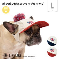 【フラッグポンポンキャップL】犬 帽子 キャップ 被り物 かぶりもの ハット 大型犬 中型犬 ポンポン ビー…