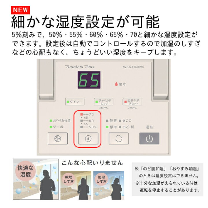 楽天市場】ダイニチ DAINICHI HD-RXC500C-T ハイブリッド式加湿器[温風 