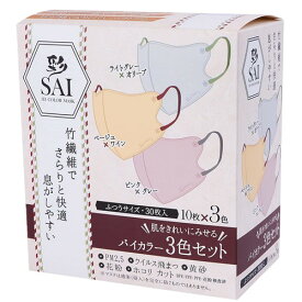 彩 SAI 立体バイカラーマスク 30枚 ふつうサイズフェイスラインを引き締めるバイカラーデザインで自然な小顔効果