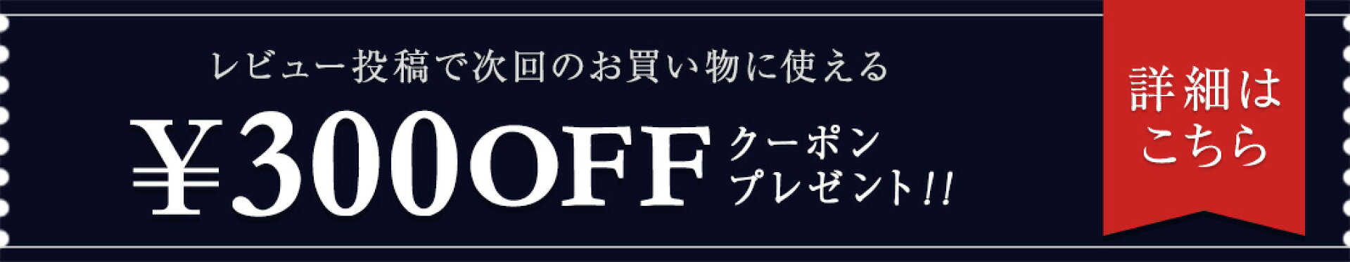 レビュー投稿で300円OFFクーポンプレゼント！