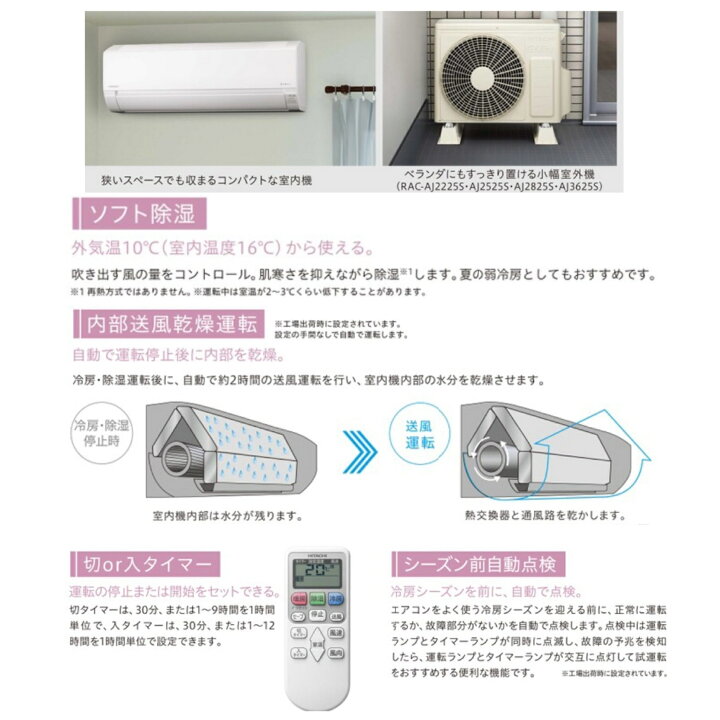 楽天市場】【日時指定相談対応】日立 RAS-AJ2225S-W【室内機RAS 