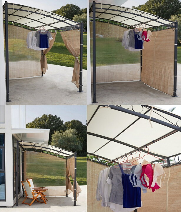 楽天市場 ガゼボ 専用替え横シェードのみ 洗濯竿 セットできる 横 サンシェード 付き パーゴラ ポーチ テラス 屋根 Diy Gazebo あずまや 東屋 庭園 日よけ 日除け 屋外物干し 目隠し 庭 壁付け テント エクステリア コストコ Ikea イケア ガーデン ウッドデッキ