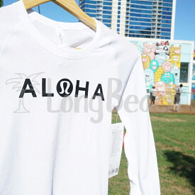 ≪正規品≫≪lululemon ルルレモン size 2,4,6 ホワイト ロンT 長袖　ALOHA　アロハロゴ入り≫ 【入手困難】【HAWAII】【ハワイ買付】【ハワイ直輸入】【サーフィン】【フィットネス】【ヨガ】【YOGA】