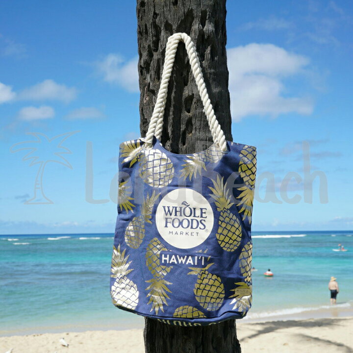 楽天市場 Whole Foods Market ホールフーズマーケット Aloha製 ロープトートバッグ ハワイ限定 ネイビー X ゴールド パイナップル デザイン ワンサイズ エコバッグ ハワイ直輸入 正規品 Asu Long Beach ロングビーチ
