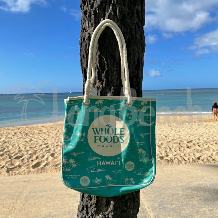 楽天市場 Whole Foods Market ホールフーズマーケット エコバッグ ハワイ限定 ティール マーメイドグリーン ヤシの木 ワンサイズ ハワイ直輸入 正規品 Long Beach ロングビーチ