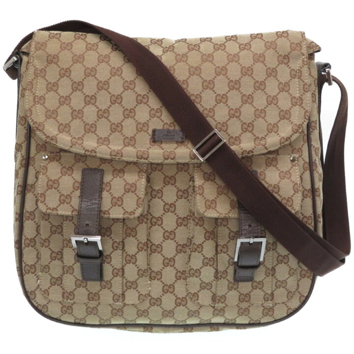 楽天市場 美品 グッチ Ggキャンバス メッセンジャーバッグ ショルダーバッグ ブラウン 0069 中古 Gucci メンズ ｌｉｆｅ ｔｉｍｅ楽天市場店