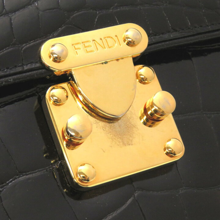 楽天市場】美品 フェンディ クロコダイル ブラック ゴールド金具  