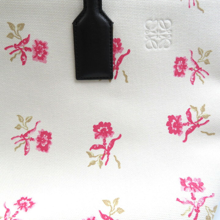 楽天市場】美品 ロエベ 花柄 キャンバス レザー ホワイト ピンク  