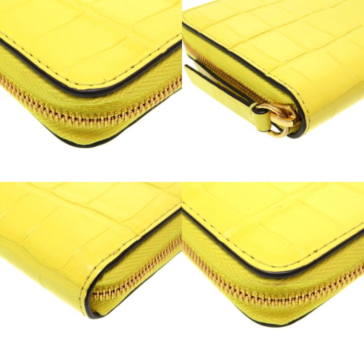 楽天市場】美品 マルベリー クロコ型押しレザー イエロー ラウンド  