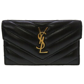 美品 サンローラン パリ レザー ブラック ゴールド金具 612 808 コインケース カードケース 黒 0147 【中古】 SAINT LAURENT PARIS