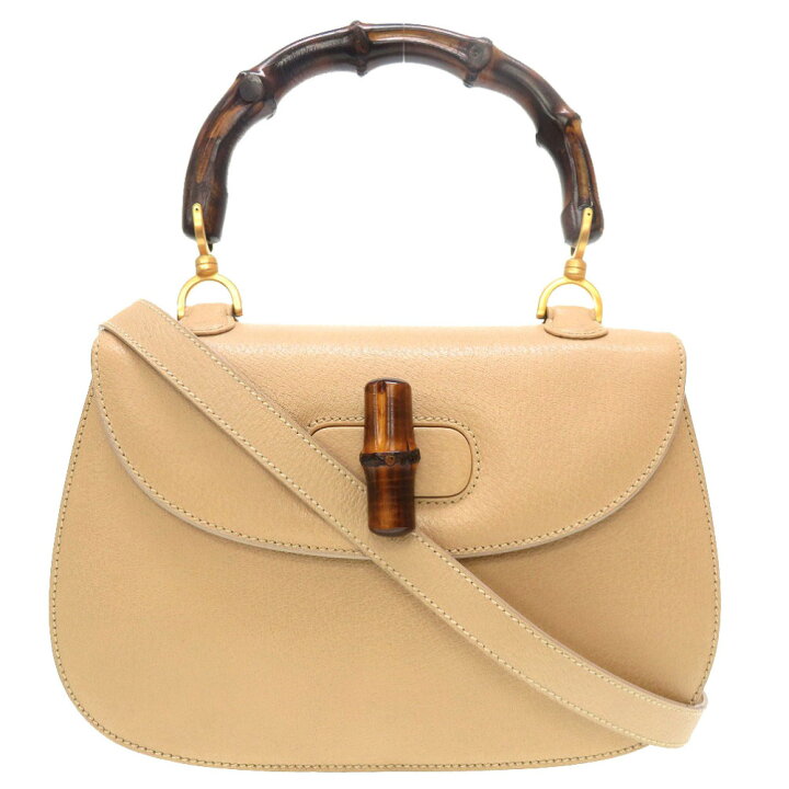 楽天市場】美品 グッチ バンブー レザー ベージュ ゴールド金具 2WAY  