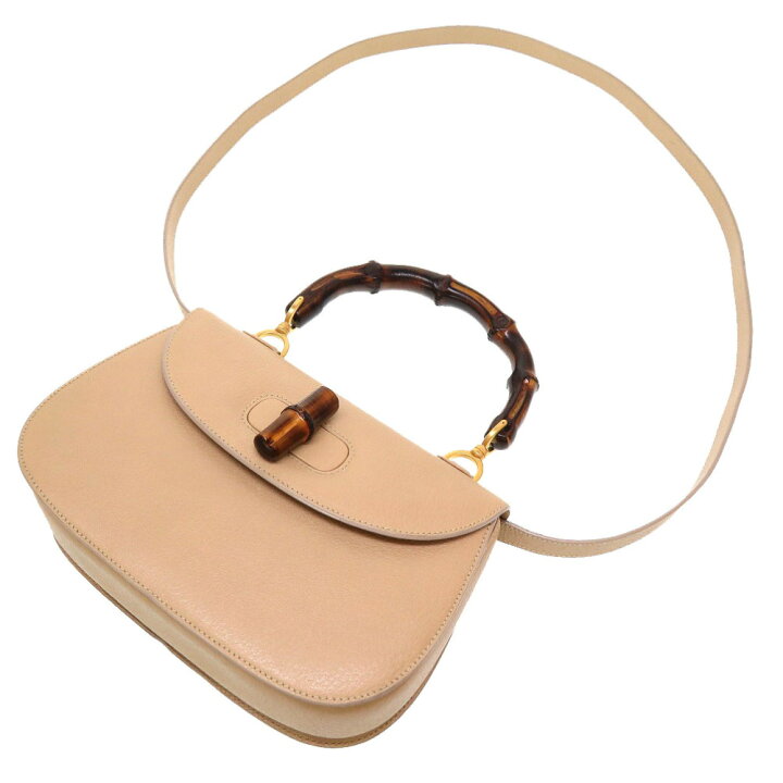 楽天市場】美品 グッチ バンブー レザー ベージュ ゴールド金具 2WAY 