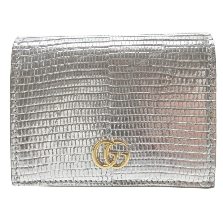 楽天市場】美品 グッチ GGマーモント コンパクトウォレット リザード  