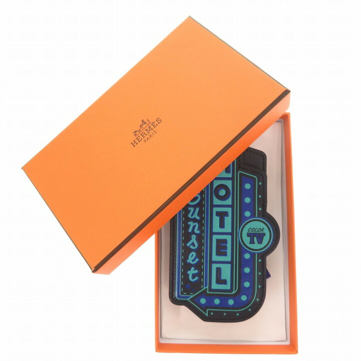 楽天市場】新品同様 エルメス MOTEL sunset レザー ブラック/ブルー 