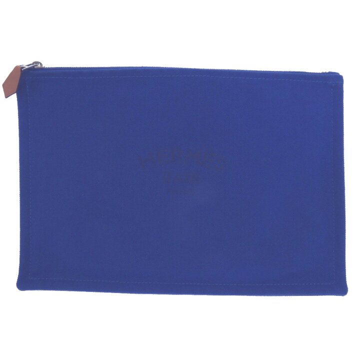 楽天市場】新品同様 エルメス フラットポーチMM キャンバス ブルー 