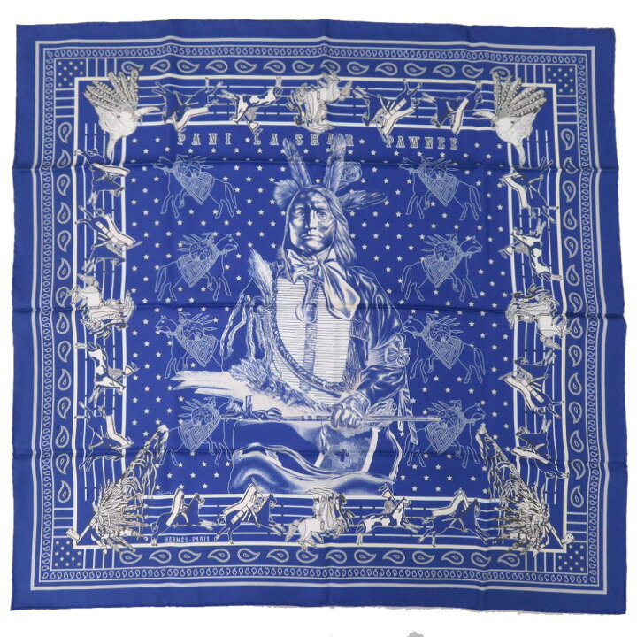 楽天市場】新品同様 エルメス カレ90 Pani la Shar Pawnee double face 