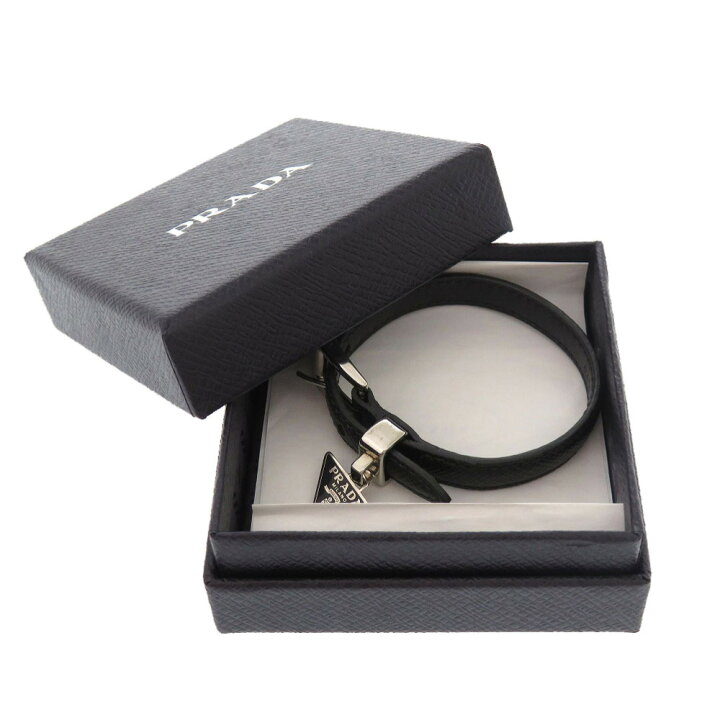 楽天市場】美品 プラダ ロゴプレート レザー ブラック シルバー金具  