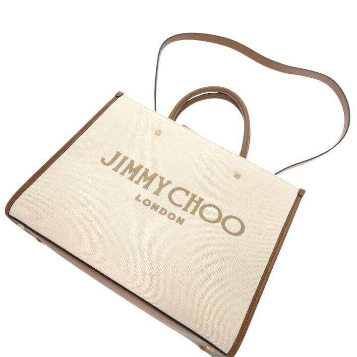 楽天市場】美品 ジミーチュウ アベニューM キャンバス レザー ベージュ  
