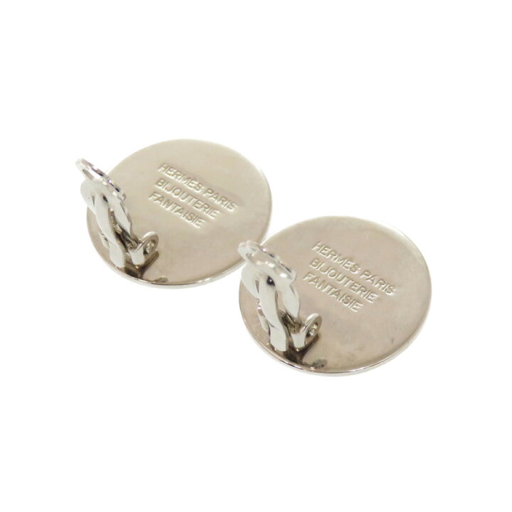 美品 エルメス セリエ マット メタル シルバー 銀 イヤリング 0181  