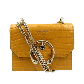 未使用 ジミーチュウ ミニパリス クロコ型押しレザー ゴールド金具 イエロー チェーン ショルダーバッグ 1060【中古】JIMMY CHOO