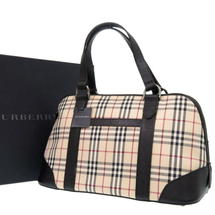 BURBERRY】ミニ ハンドバッグ ノバチェックレザー トート ブラウン 