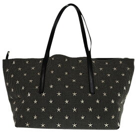 美品 ジミーチュウ スタースタッズ レザー ブラック シルバー金具 迷彩 トートバッグ 0318【中古】JIMMY CHOO