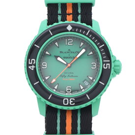 新品同様 ブランパン × スウォッチ スクーバ フィフティファゾムス SO35I100 自動巻き 腕時計 バイオセラミック グリーン 緑 0231【中古】Blancpain×swatch メンズ