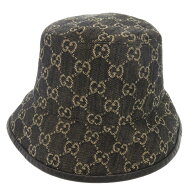 新品同様 グッチ バケットハット 576371 サイズM コットン ブラック 帽子 ハット 1065【中古】GUCCI