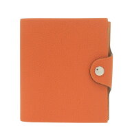 新品同様 エルメス ユリス ミニ トゴ オレンジ 手帳カバー シルバー金具 ノートカバー 0107【中古】HERMES