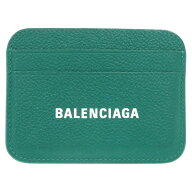 美品 バレンシアガ CASH カードホルダー ロゴ レザー グリーン カードケース 1074【中古】BALENCIAGA