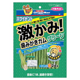 ドギーマンハヤシ 【同梱不可】【6個セット】ドギーマンハヤシ 激かみ！歯みがきガム　グリーン　スティックS 24本