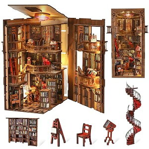 �h�[���n�E�X�L�b�g3D�~�j�`���A�n�E�X�L�b�g DIY BookNook �E�b�h�N���t�g �u�b�N�k�b�N�L�b�g