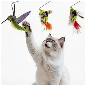 カシャカシャ音 3種セット 猫が大好き 羽根おもちゃ ハチドリ 交換用ヘッド 猫じゃらし 鳥型