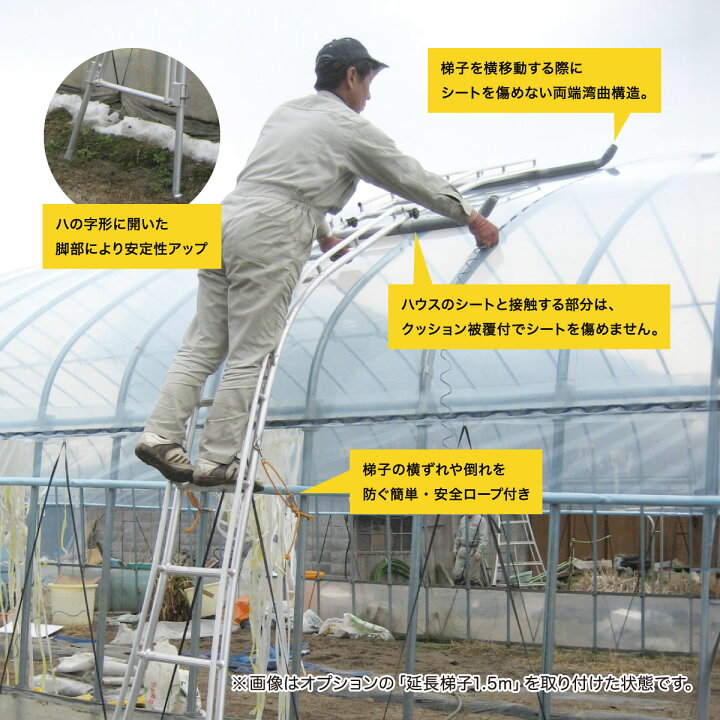 楽天市場】【法人限定】 ミツル ビニールハウス専用梯子 大型ハウス 