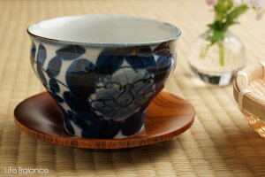 波佐見焼 敏彩窯 煎茶 古染牡丹唐草 (茶托含まず)