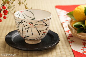 瑞幸窯 粉引刷毛花絵 煎茶 (茶托付属なし)