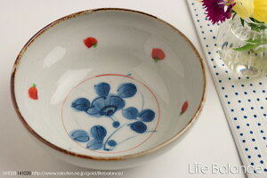 波佐見焼 敏彩窯 4.5寸小鉢 赤絵草花紋