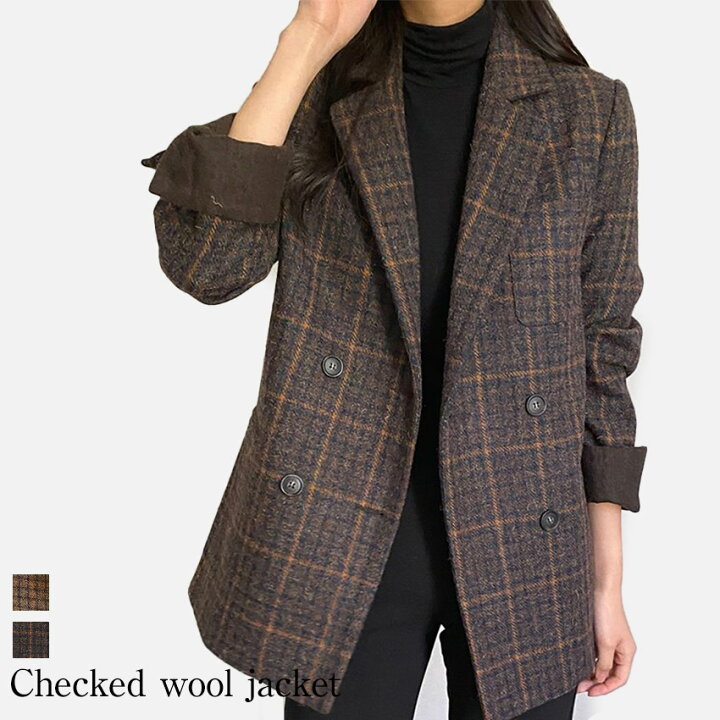 楽天市場】レトロなチェック柄 ジャケット アウター コート レディース 