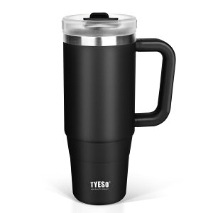 TYESO公式店 タンブラー プレゼント ストロー付き 蓋付き 大容量 ステンレス 二重構造 真空断熱 保温 保冷 おしゃれ ドライブ 車 900ml 1200ml 1L 1リットル結露しない コーヒータンブラー マグボ