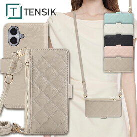 【10%OFFクーポン配布中】TENSIK iPhone用 キルティング 2Way スマホショルダー 手帳型 iPhone17e ケース iPhone17 air iPhone16e 16 15 se google pixel 10a 9a カバー スマホケース ストラップ スマホケース カード収納 肩掛け ミラー付 手帳型