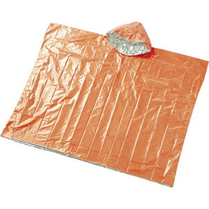 【特典付】静音アルミポンチョ(オレンジ)ポーチ入 ST-53アルミポンチョ 寝袋 シュラフ 豪雨 台風 集中豪雨 寝ぶくろ 防災用品 冬用 ぼうさい 防寒シート 防災グッズ 防水 アウトドア 防寒